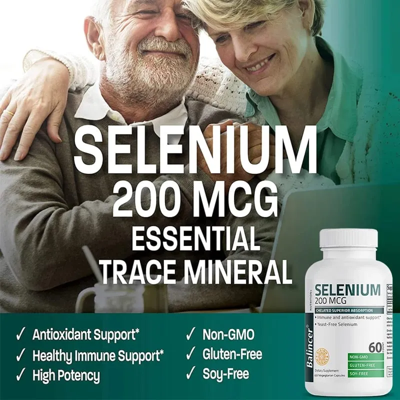 Selenium Capsules 200MCG - Antioxidant Support Boosts Immune System Boosts Energy Levels Thyroid Support NON-GMO