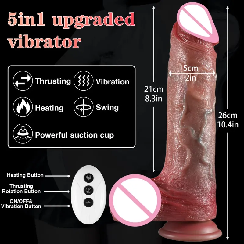 4 in 1 Thrusting Dildo Vibrator Remote Control Heating Tongue Licking Clitoris G-Spot Dick Sex Toys Vagina Adult Female Sex Shop — image 8