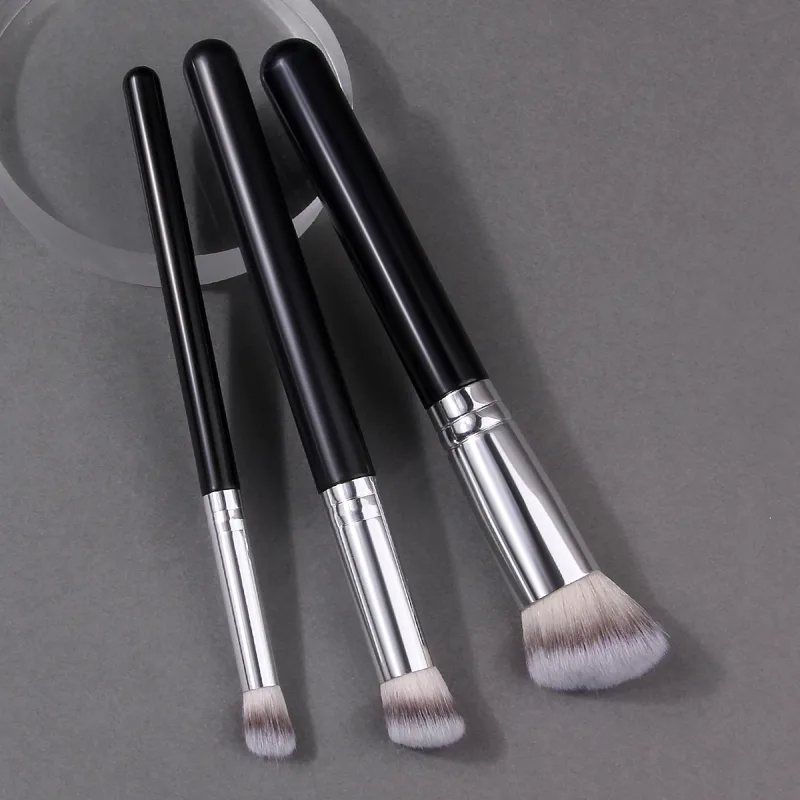 3PCS Professional Foundation & Concealer Brush Set Dense Hair Brushes for Liquid Foundation Medium & Mini Concealer Flawless