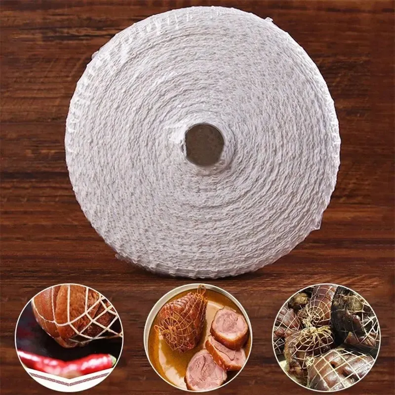 3/5/10/50 Meters Cotton Meat Net Elastic Smoked Meat Poultry Ham Netting Butcher 16 Holes Woven Packaging Net Cooking Tools — image 7