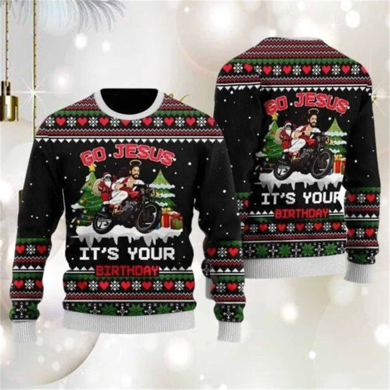 Funny Santa Claus Graphic Ugly Christmas Sweater 2026 Men Fashion Autumn Winter 3D Printed Sweatshirt Casual Oversized Pullovers — image 6