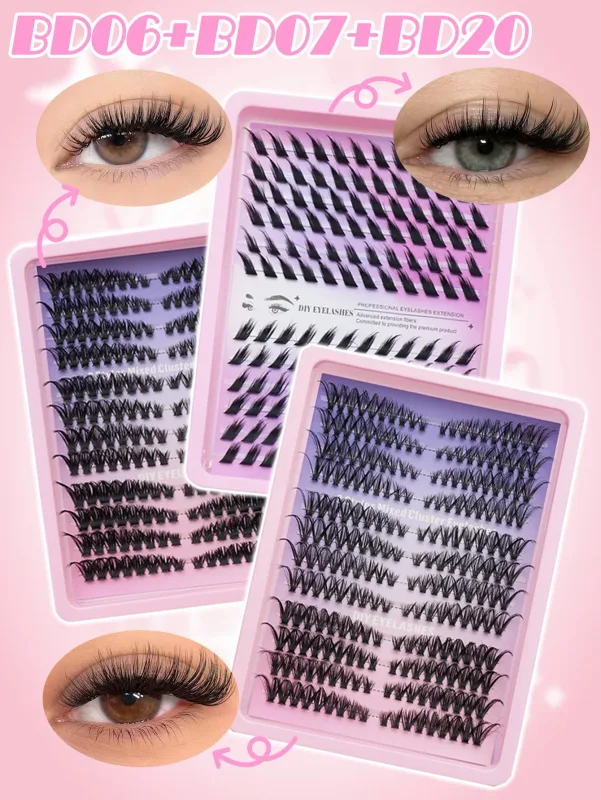 6 sizes of clustered eyelashes multiple combinations and styles to easily create exquisite eye makeup a must-have for beauty