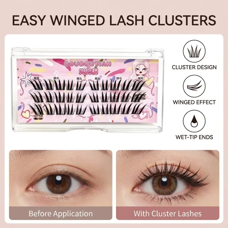 3/10rows Wet Look False Eyelashes Daily Makeup Cluster Winged Style Lash Extensions Natural C Curl Synthetic Fiber Eye Makeup — image 6