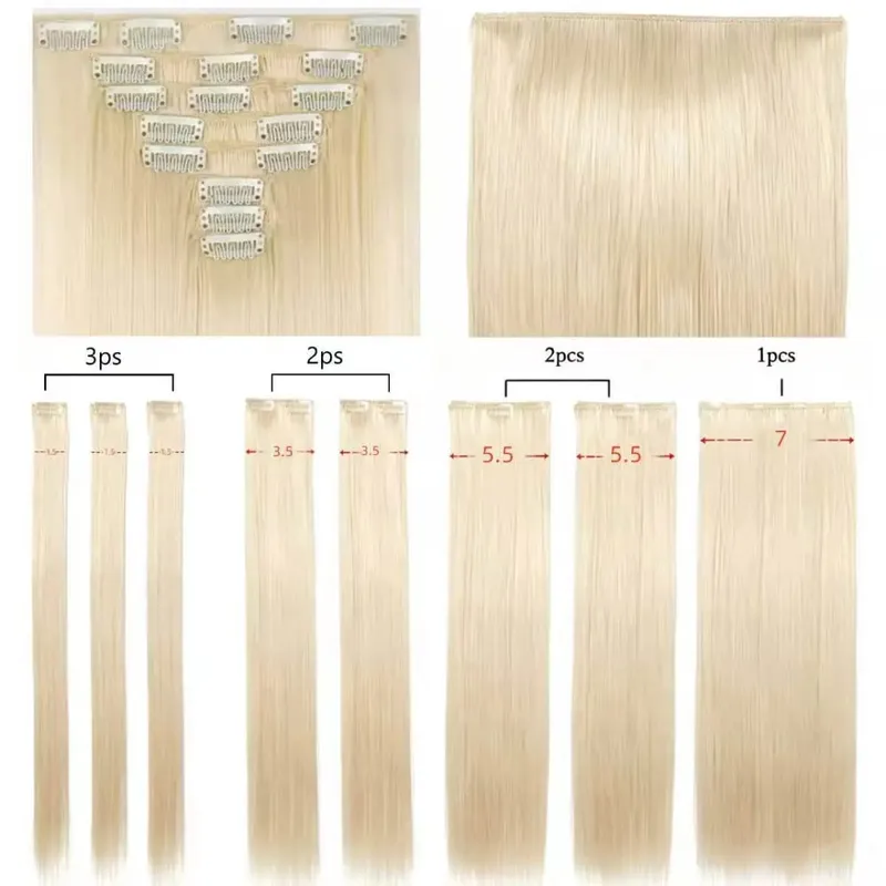 22Inch Long Straight Wavy Hair Extension 8Pcs/Set 17 Clips High Tempreture Synthetic Hairpiece Clip In Hair Extensions Cosplay