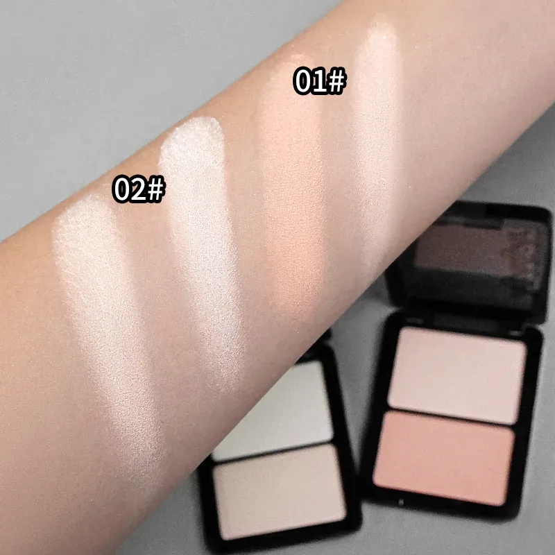 Two Color Highlight & Eye Shadow Powder Delicate Natural Lightweight Matte Finish Eyeshadow Soft Focus Face Brightening Makeup — image 2