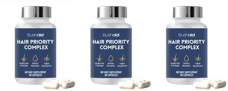 BushAid Hair Nutrition Kapsler med Biotin Hydrolyserede Keratin Peptides Zink og L-Leucin til Daglig Hair Wellness 60 Count