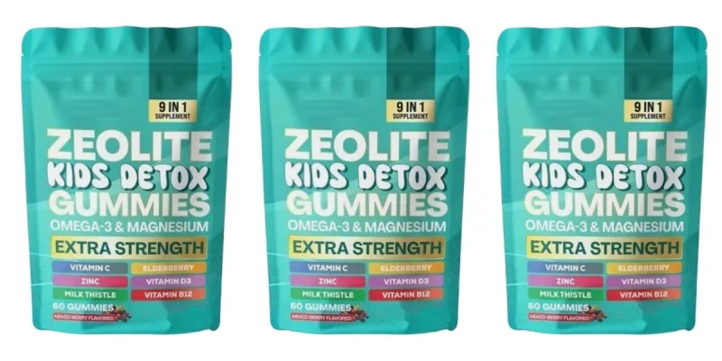 Zeolith-Gummis, 60 Stück, enthalten Multivitamin Omega-3, Magnesium und Holunder, unterstützen die Entgiftung und die Gesundheit des Immunsystems