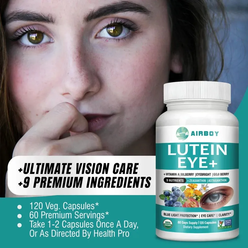Integratore per occhi con luteina - Migliora l'edema oculare e migliora la salute della vista Allevia l'affaticamento degli occhi Astaxantina Vitamina A Mirtillo — image 4