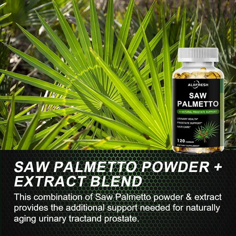 Saw Palmetto Capsules High Potency for Prostate Urinary Tract Bladder Hair Health Supplement — image 4
