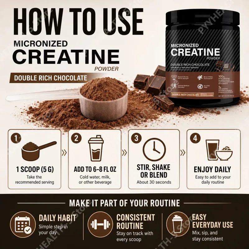 Creatine Monohydrate Powder 10.6 OZ Chocolate Flavor Sports Nutrition Support Athletic Performance Post‑Workout Muscle Recovery