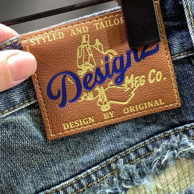 2025 Autumn/Winter New Men's Trendy Piercing Patch Jeans with Letter Printed Micro Loose Pants