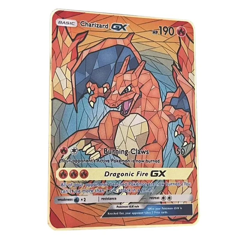 Pokemon Card Vmax Metal Pokémon Letters Pikachu Gx Mewtwo Charizard Vstar Anime Games Mga Laruan Golden Iron Playing Card Mga Regalo ng Bata