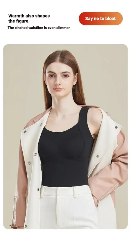 Womens Thermal Vest With Built In Bra Seamless Warm Lined Tank Top For Inner Winter Bottoming Top Friendly Intimate Lingerie New — image 9