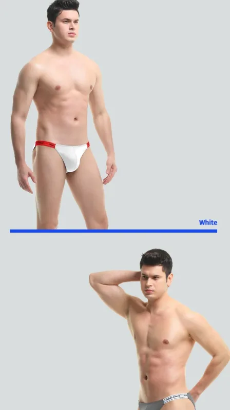 Panties Men's Solid Color Elastic Skinny Sexy Low Waist Ice Silk High Fork Thong Fitness Sports Comfortable Triangle Shorts