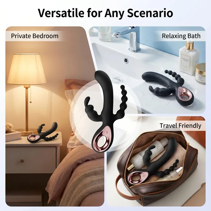 G Spot Dildo Rabbit Vibrator for Women 3 In1 Clitoris Stimulation Silicone Waterproof Female Vagina Anal Massager Adult Sex Toy — image 3