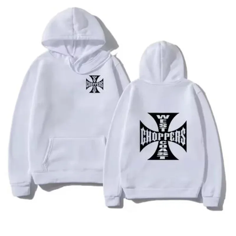 Costa oeste ferro cruz choppers impresso masculino com capuz moda legal moletom unissex moda velo oversized hoodie streetwear — image 7
