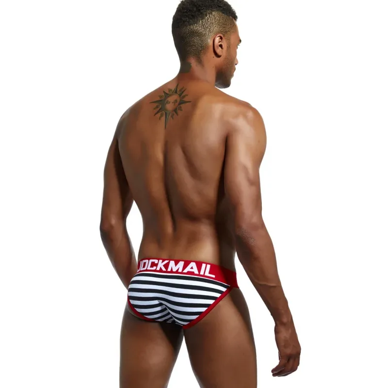 Quần Đùi Nam Cổ Cao Jockmail Cotton, Quần Lót Sọc Cho Nam, Mềm Mại Và Thoải Mái, Gay Cueca