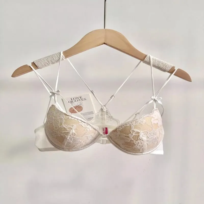 Conjunto de Lingerie Feminina com Fecho Frontal Sutiã Push-Up Sem Aro Com Bojo Fino Alças Delicadas Sexy e Requintado — image 6
