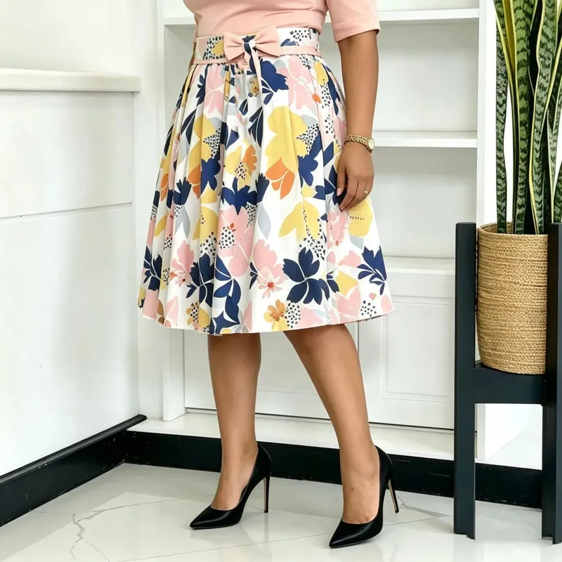 2026 AUTUMN NEW WOMEN SHORT SLEEVE PRINTED COLOR‑BLOCK SPLICING BIG SWING DRESS — image 5