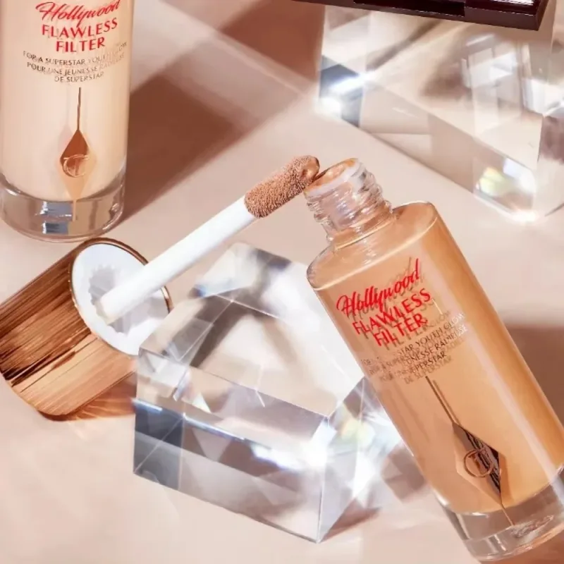 Charlotte Tilbury Hollywood Flawless Liquid Highlighter hidrata a paleta da pele acetinado-fosco Shimmer Metallic Acabamentos Maquiagem