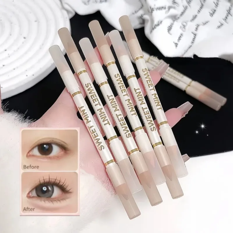 Double-ended Silkworm Eyeliner Shadow Pen 2 in 1 Nude Pink Brightening Highlighter Makeup Pencil Lasting Waterproof Eye Makeup — image 4