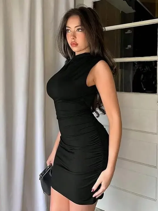 2026 Summer New Style European Cross-border Round-neck Sleeveless Women's Sexy Fitted Dress Short Skirt Set — image 5