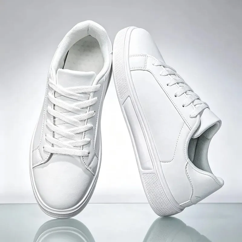 Men's White Natural Leather Sneakers with Flat Bottom Casual Shoes Light Walking Sneakers Simple Daily Student Shoes Women 36-45
