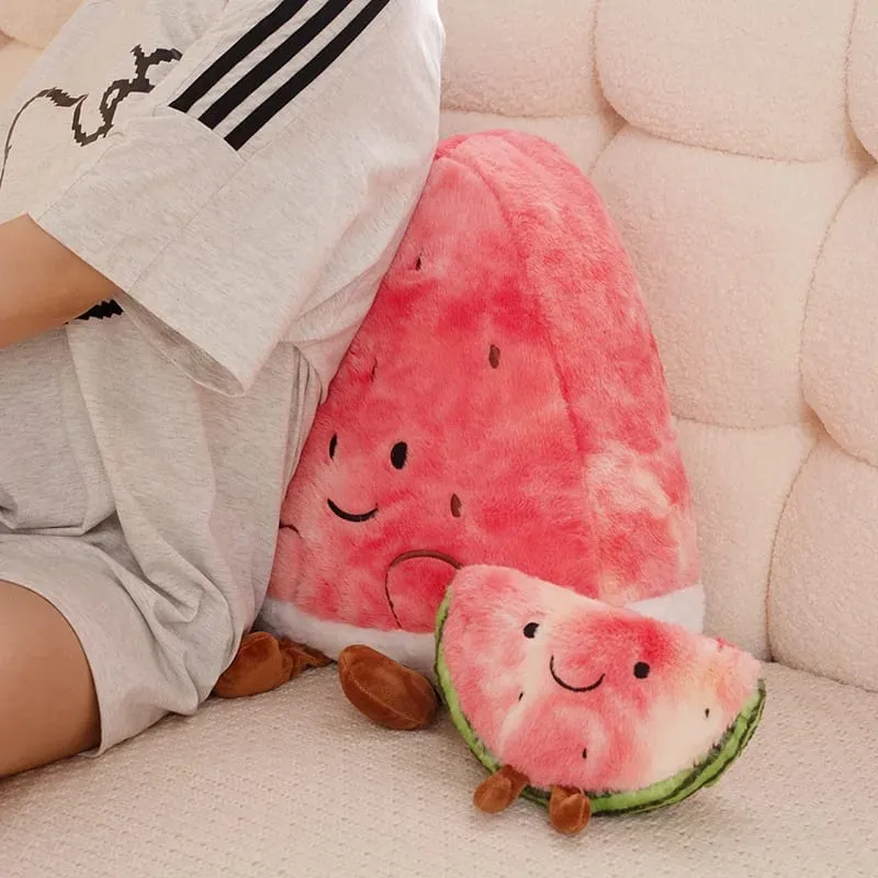23/45cm Cute Watermelon Slice Plush Pillow Smiling Face Cute Triangular Fruit Red Cushion with Legs Plushie Decoration Gift