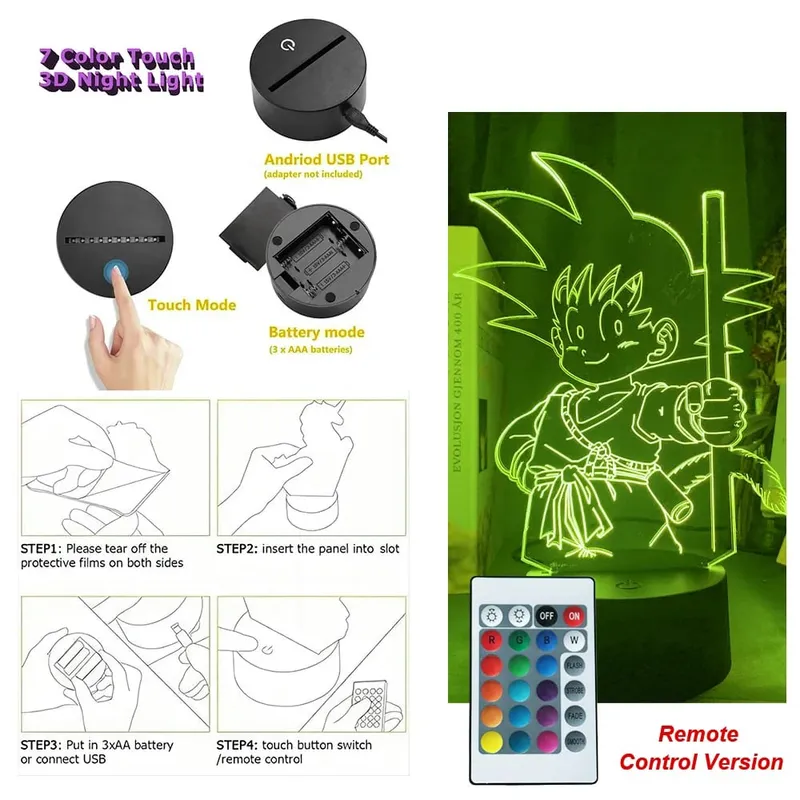 Dragon Ball Z Anime Figures Goku Vegeta Gohan Broly 3D Lamp PVC Action Figures Toys for Children Trunks Buu Super Saiyan Gifts — image 27