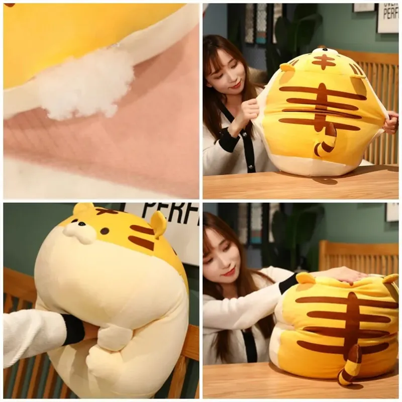 Creative Down Cotton Plush Pillow Cute Cartoon Stuffed Doll Soft Plush Tiger Plush Toy Daily Leisure