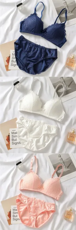 Women Lace Lingerie Set 32‑40ABC Cup Bow Decor Soft Comfort No‑Wire Bra And Briefs Breathable Intimate Underwear Suit — image 9