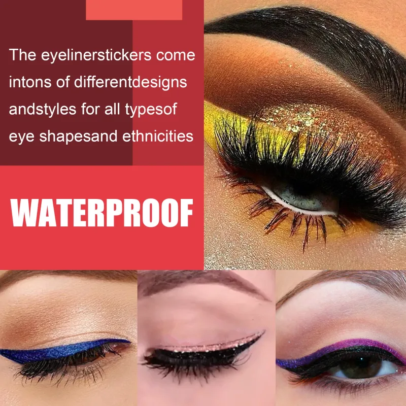 2in1 Eyeshadow Eyeliner Stickers False Eyelashes Waterproof Eyelash Liner Patches Instant Cat Eye Natural Look Party Eye Makeup