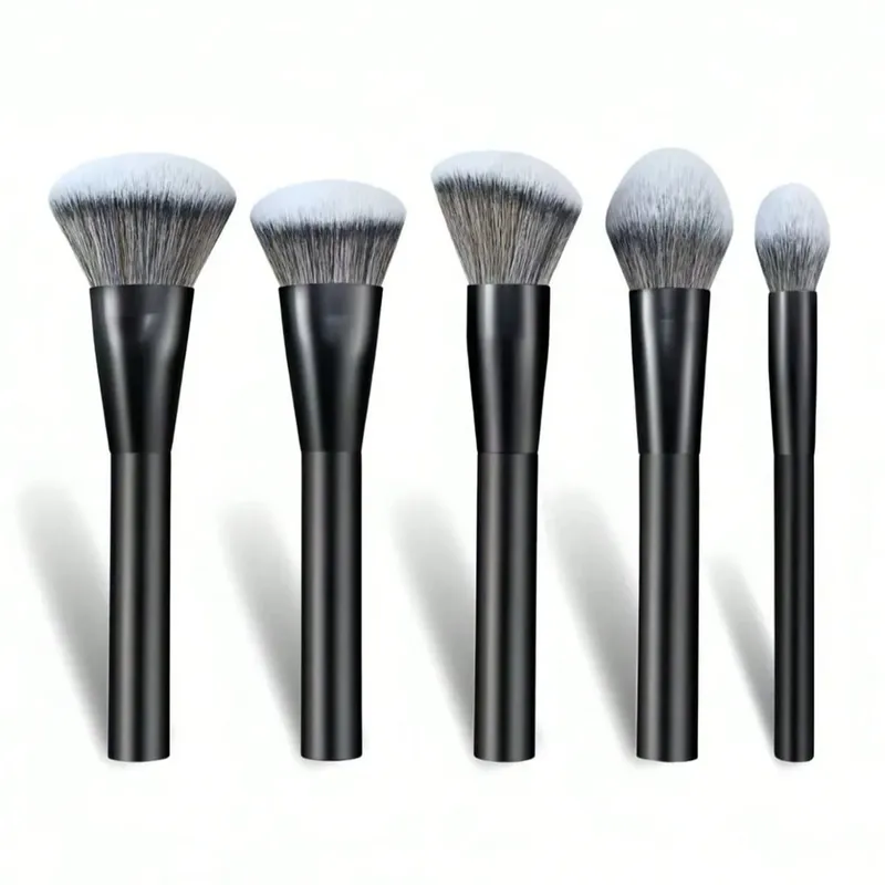 5-piece facial makeup brush set: foundation brush powder brush blush brush concealer brush contour brush blending brush. High-end makeup brushes with oil-coated handles for a comfortable feel. Professional-grade makeup tools with dense soft — image 1