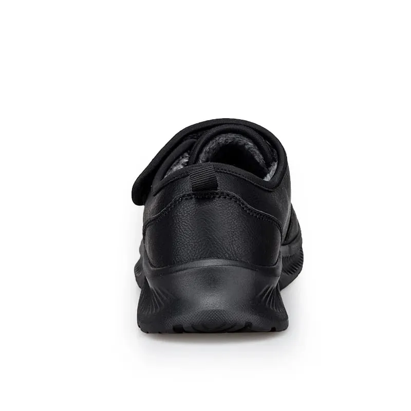 Winter Fur-lined Wide Toe Box Diabetic Shoes for Unisex Soft Leather Sneakers Adjustable Open Orthopedic Shoes for Swollen Foot