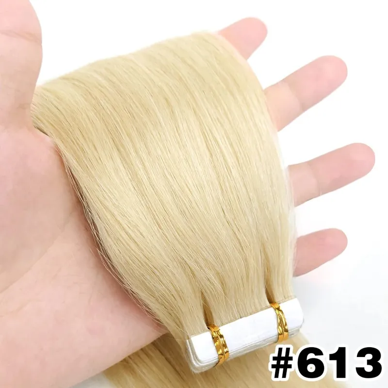 Real Human Hair Straight Tape In Extensions Double Sided For Skin Weft Tape In Hair Extensions 20Pcs Seamless Hair Extensions — image 9