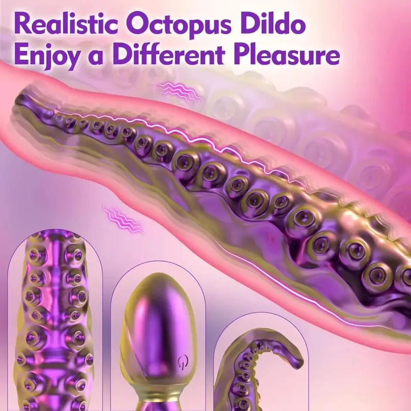 Octopus Tentacle Anal Vibrator Female G-Spot Clit Vagina Stimulation 360° Rotation Silicone Dildo Masturbation Sex Toys Women
