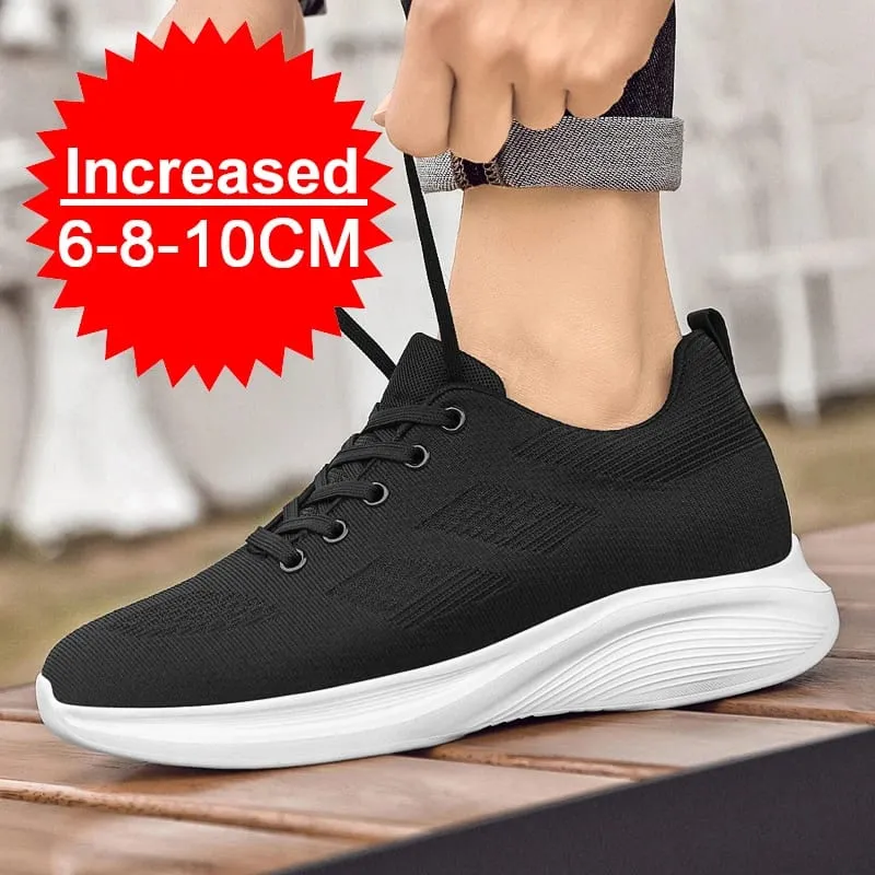 Flying Weaving Breathable Increase 8/10cm Invisible Height Increasing Casual Sneakers Men All Match Non-Slip Soft Walking Shoes