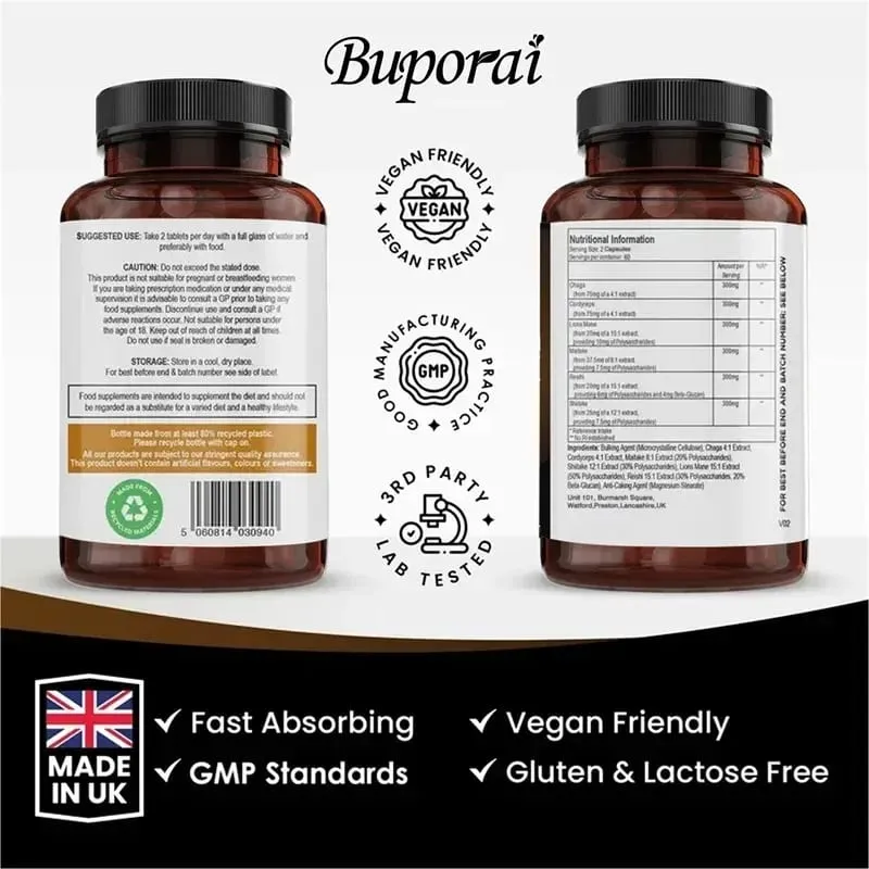 Mushroom Super Blend Complex - Brain Nervous System Health and Memory Supplements Immunity Sleep Energy Mood Support — image 6