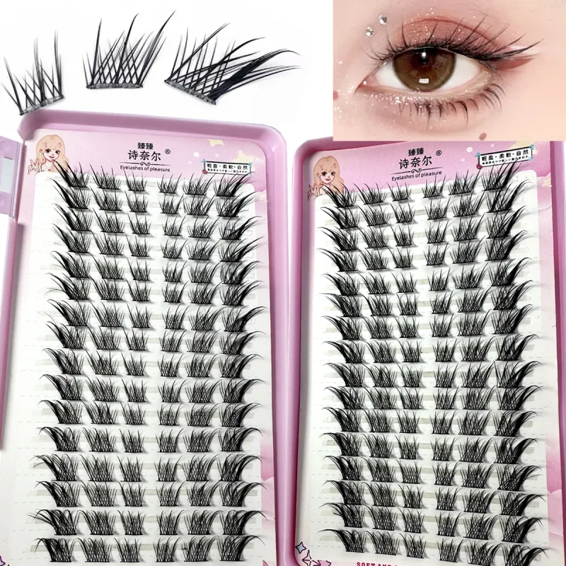 32Rows Fox Eye Manga Gugusan Bulu Mata Kucing Bulu Mata Individu Bulu Mata Individu Penampilan Semulajadi DIY Bulu Mata Lanjutan Jumlah Kluster Bulu Mata