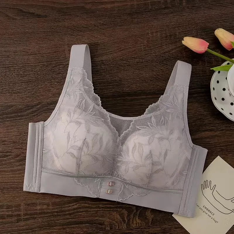Plus Size Thin CD Cup Push up Bra Sexy Lace Wire-Free Soft Support Anti-Sagging Adjustable Lingerie Bra for Women — image 11