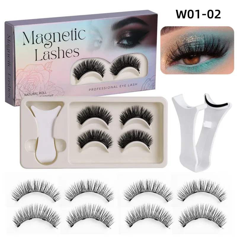 2Pairs Magnetic Eyelashes 3D Natural False Eyelash Reusable Easy Wear Eye Makeup Set Gluee-free Lashes — image 13
