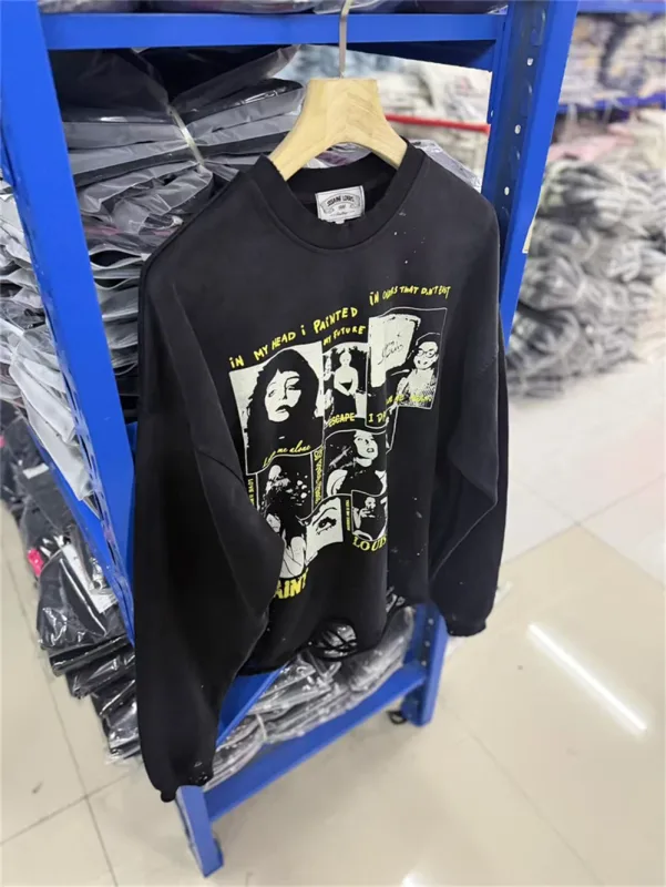 Autumn Winter New Saint Graffiti Print Vintage Washed High Street Casual Loose Cotton Versatile Hoodie Trendy Sports Top Men — image 6