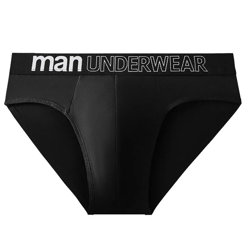 Men's Fashionable Letter-Printed Underwear Mid-Waist High Elasticity Breathable Comfortable Seamless Briefs