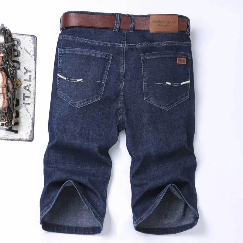 Summer Shorts Jeans Men Denim Pants Stretch Dark Blue Fashion Design Men's Jeans Slim Straight Male Short Jeans Hombre — image 6