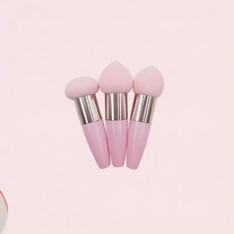 (.) 3PCS Mushroom Head Makeup Brushes Women Beauty Foundation Sponge Powder Puff With Handle Smooth Shaped Cosmetic Tool