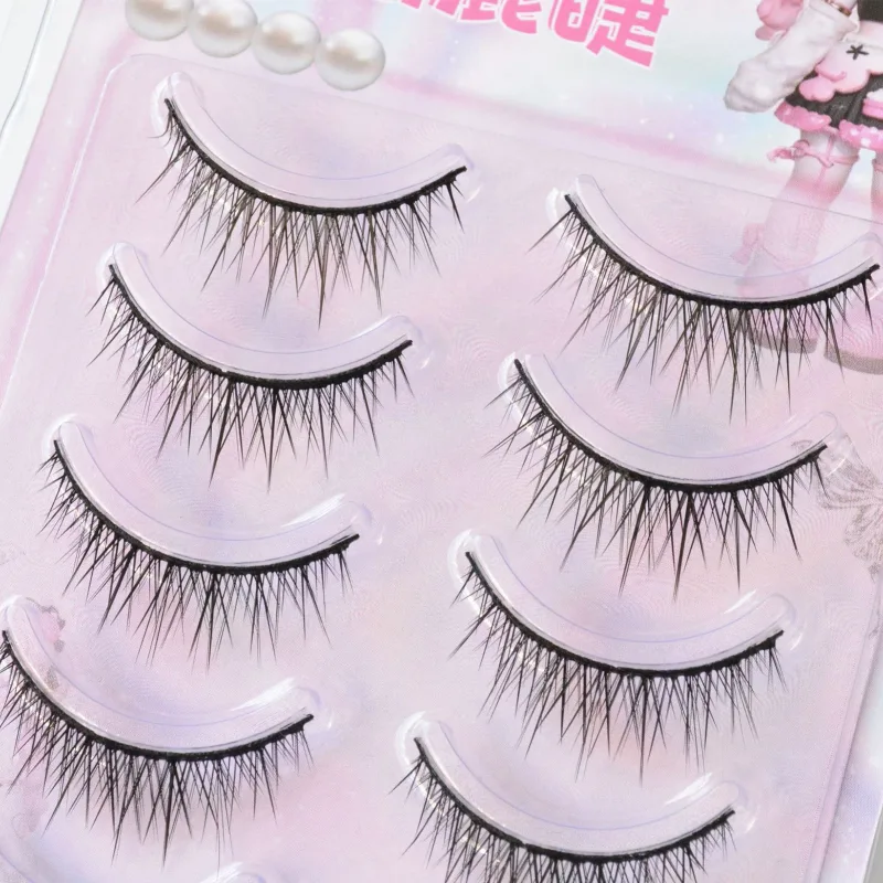 5 Pairs Korean Style Baby Straight Lashes Hard Band False Eyelashes Natural Fish Tail Design Fo Cosplay Daily Eye Lash Makeup — image 6