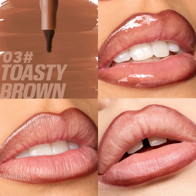 กำมะหยี่สีน้ำตาล Lip Liner ดินสอ Nude Matte Waterproof Non-stick Cup Cherry Red Lip Liner Lip Contour ปากกาลิปสติกแต่งหน้าสำหรับผู้หญิง