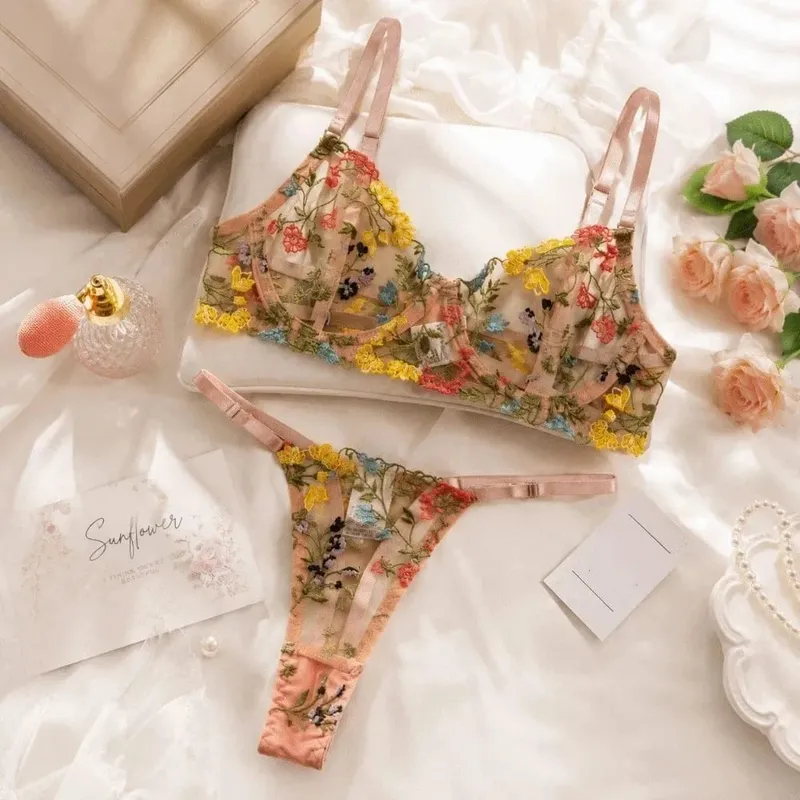 Sheer Intimates Transparent Lingerie Set Ultra-thin Elegant Panties Bra Set Push Up Bra Suit Lady — image 3