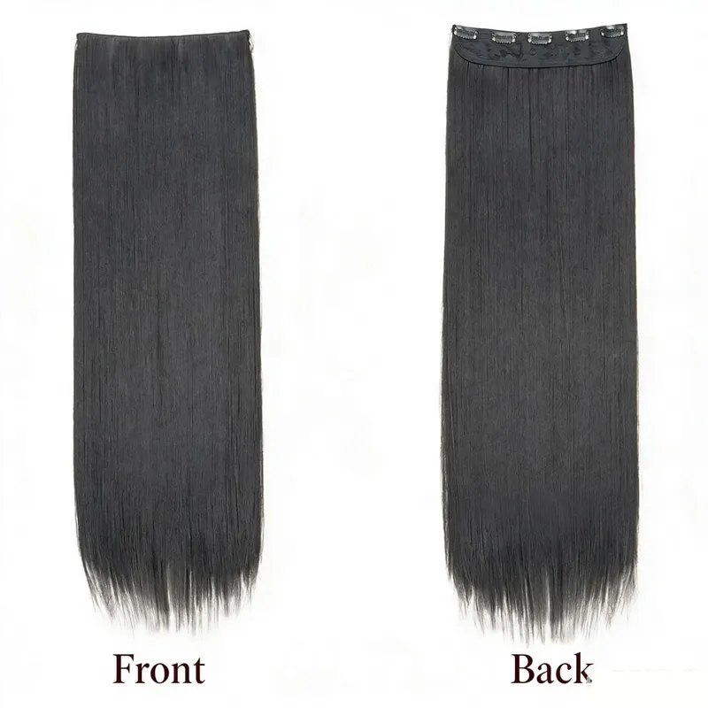 Synthetic 5-Clip One Piece Invisible Hair Extensions Long Straight 24/32/40Inch Heat Resistant Hairpiece for Women — image 5