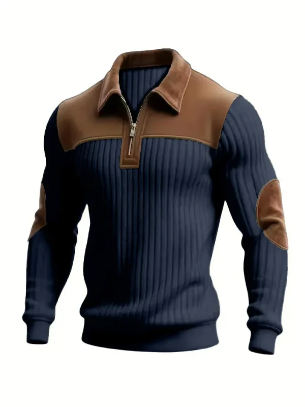 Hoodies men's sweatshirt 2026 new knitted lapel stitching embroidery casual sports autumn zipper sweatshirt man's clothing — image 9
